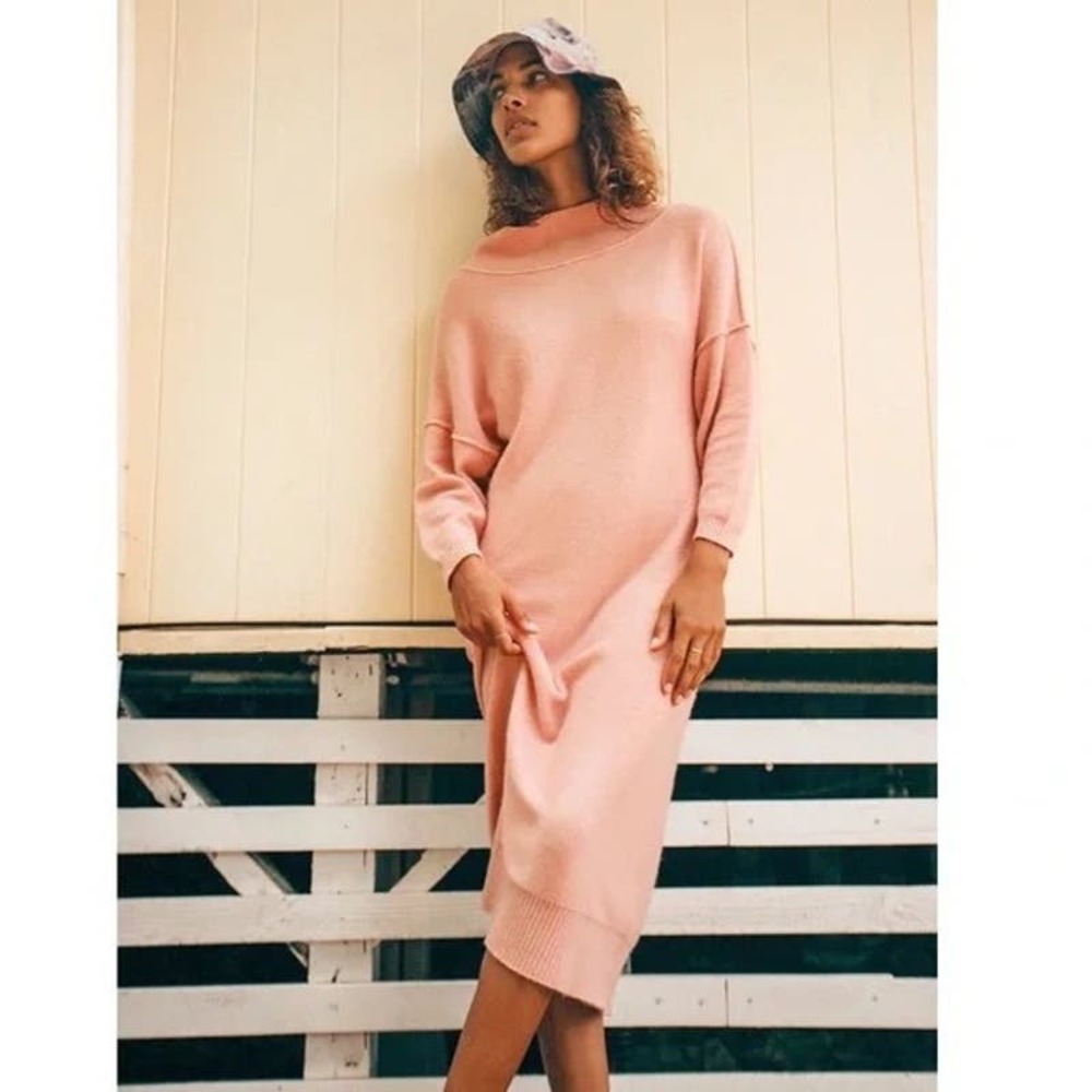 FREE PEOPLE La Boheme Maxi Sweater Dress Pink M